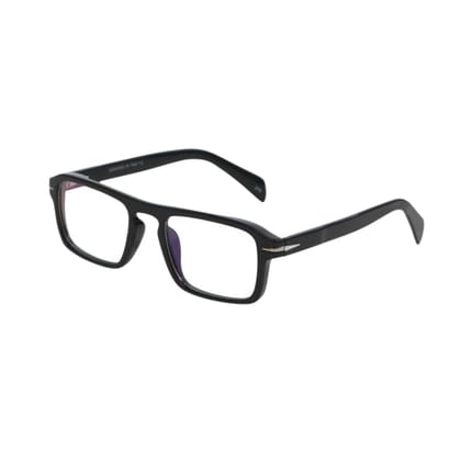 4Flaunt Full Rim Anti Glare Zero Power Rectangular Spectacle Frame | Lightweight, Sturdy & Trending | UV Protection Specs | Men & Women | Medium (Black)