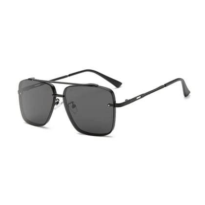 4Flaunt UV400 Protected Vintage Pilot Gradient Driving Metal Body Square Sunglasses For Men And Women (C1 - Silver Frame/Gradient Blue Lenses)