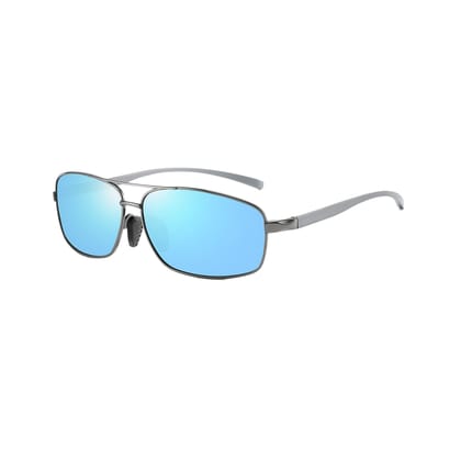 4Flaunt Full Rim Rectangular Trending and Stylish Polarized Sunglasses For Men & Women | Polarized & 100% UV400 Protected Lens | Lightweight Alloy Metal Frame (C1 - Gunmetal Frame/Black Lenses)