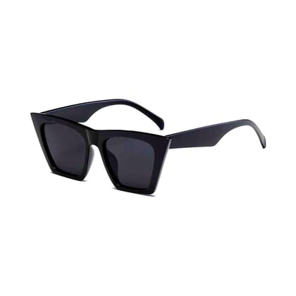 4Flaunt Full Rim Stylish, Latest & Trending Vintage Retro Cat Eye Sunglasses For Women | 100% UV400 Protected | Medium (50-20-145 mm) (C4 - White Frame/Black Lens)