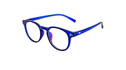 Fancy-Creation UV Protection Transparent Reading Glasses Zero Power Oval Frame Spectacles For Men & Women (Blue)