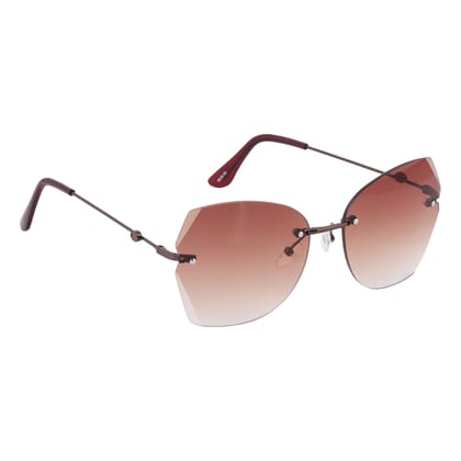 4Flaunt Rimless Stylish, Latest & Trending Vintage Oval Gradient Sunglasses For Women | 100% UV400 Protected (C2 - Brown)
