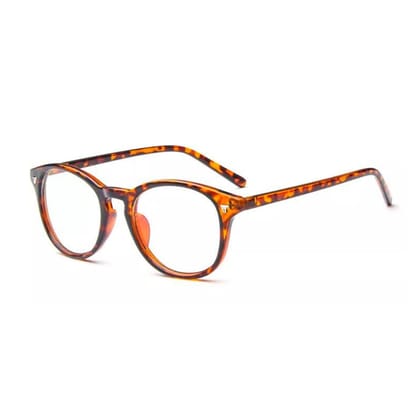 Fancy-Creation Premium UV400 Protected Round Anti Glare Reading Glasses Zero Power Computer Glasses For Men & Women (Multicolor) (Tiger Print)