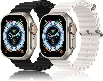 Ocean Strap Compatible with Watch Ultra Bands 49mm 45mm 44mm 42mm Sports loop Smart Watch Strap (Black, White) - Watch Strap Band | Buy online on ZillyBuy