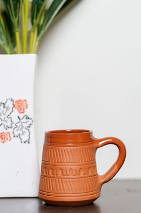 Sowpeace Handcrafted Terracotta coffee mug “Traditional styled ” for kitchen and dining, premium artisan made utensils as serveware, for gift