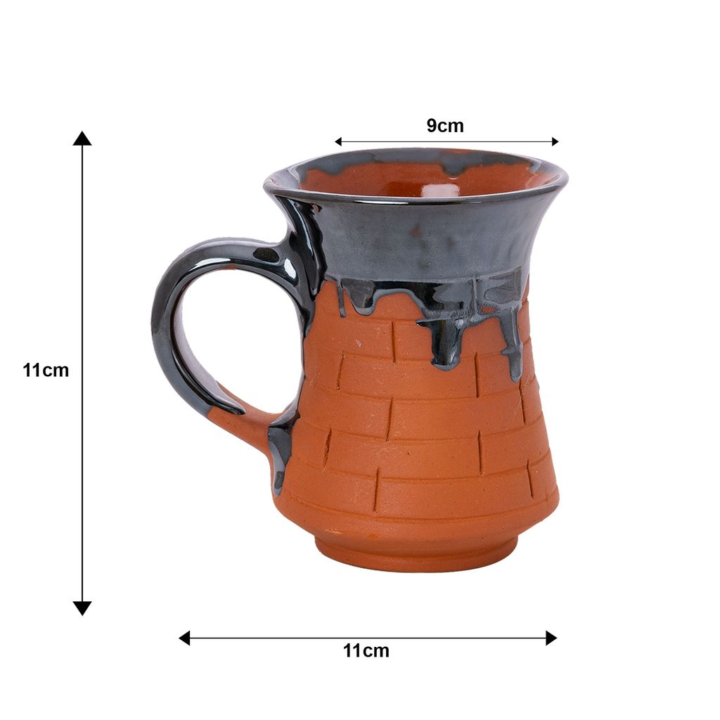 Sowpeace Terracotta Coffee Mug with curved bottom “Mug of Smile” for kitchen and dining, premium artisan made utensils as serveware, for gift