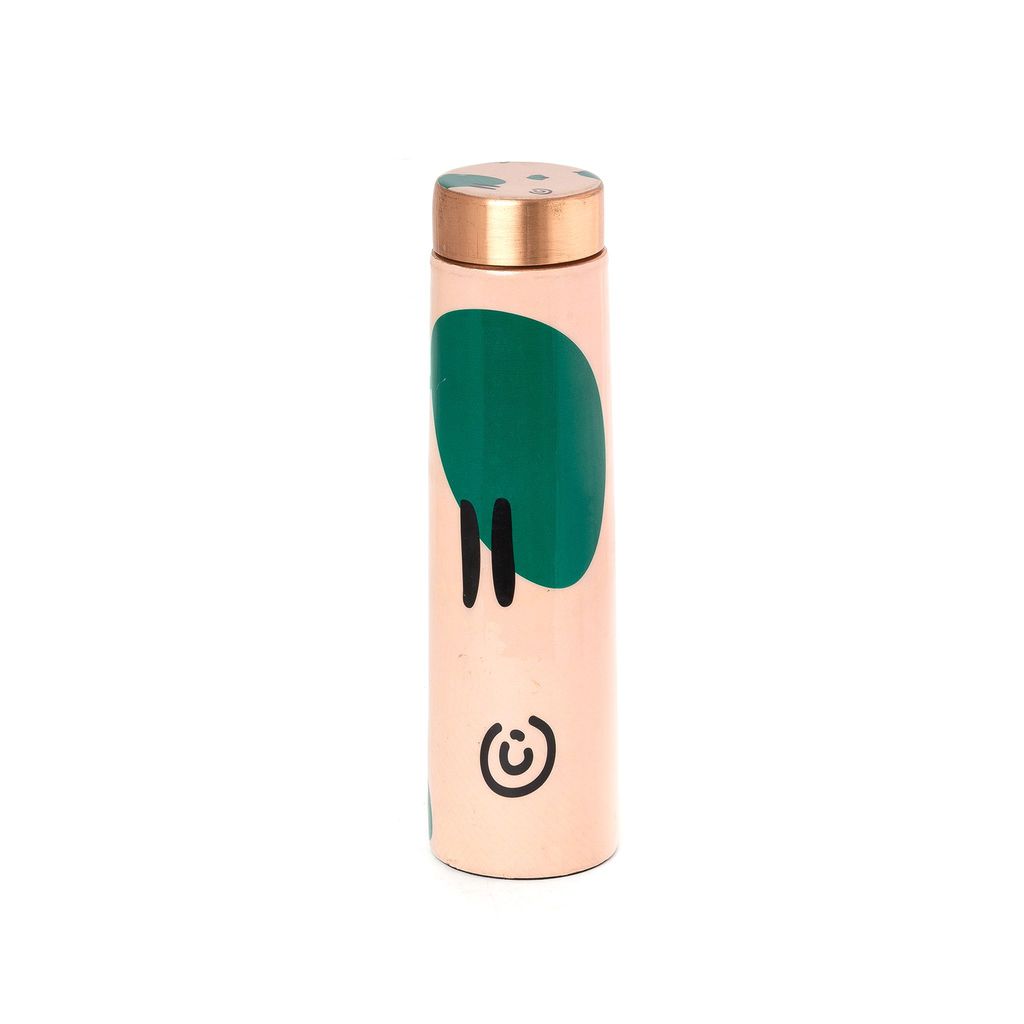 Sowpeace designer copper bottle “Trendy bottle sporting abstract designs” for kitchen and dining, premium designed bottles as serveware, for gifting. (Trendy bottle sporting abstract desi