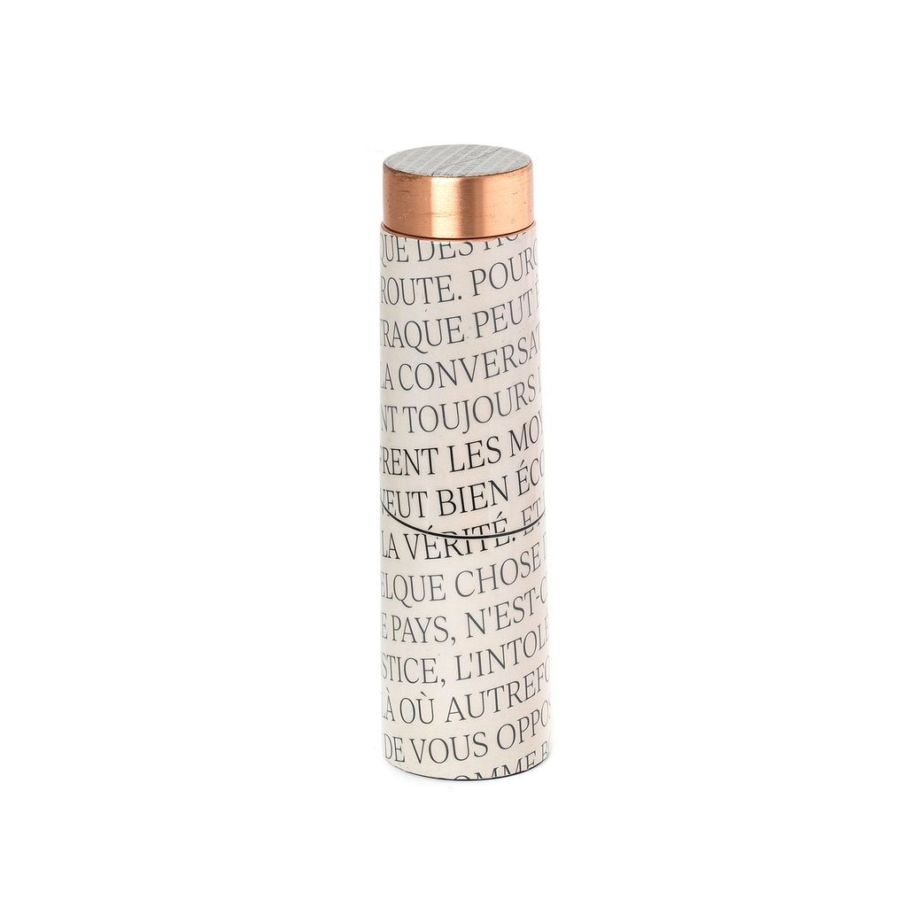 Sowpeace designer copper bottle “Trendy bottle sporting abstract designs” for kitchen and dining, premium designed bottles as serveware, for gifting. (French vocabulary-inspired designer bot
