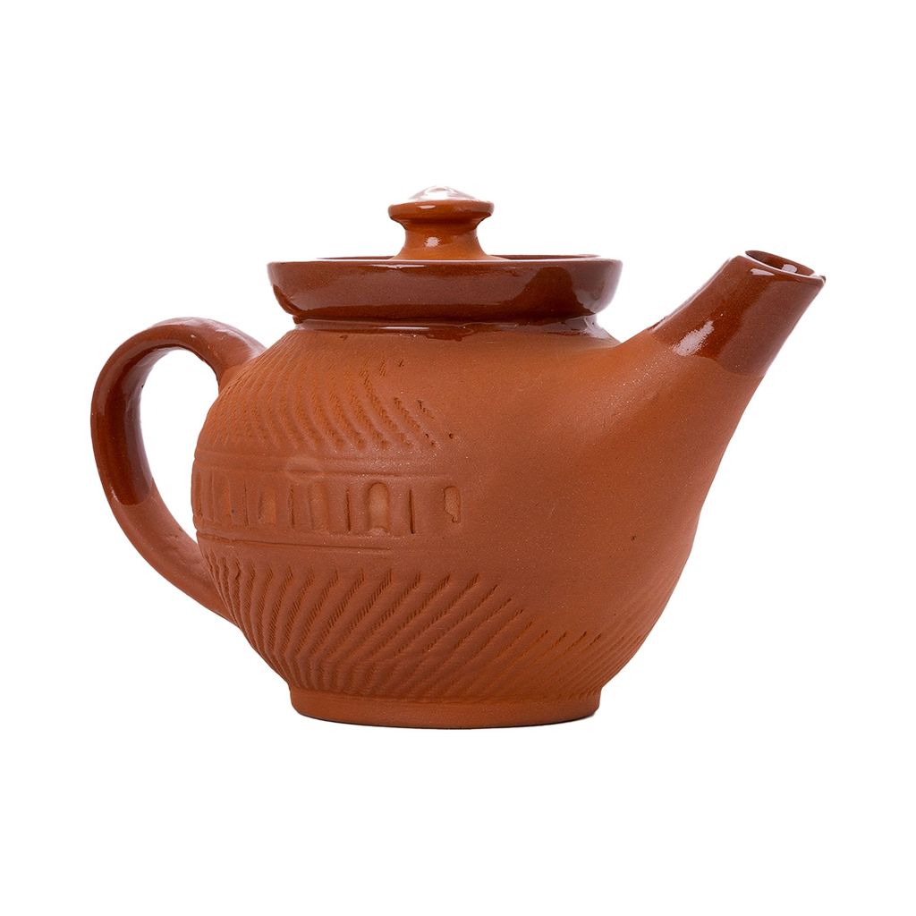 Handcrafted Terracotta teapot kettle “Kettle of earth” for kitchen and dining by sowpeace, premium artisan made natural baked clay utensils as serveware, for gift