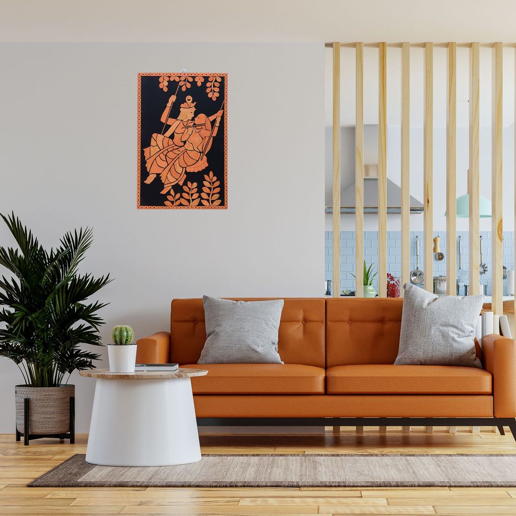 SOWPEACE Handcrafted Terracotta wallart jhulan “The swing of love ” wall showpiece, premium artisan made wall home decor for living r