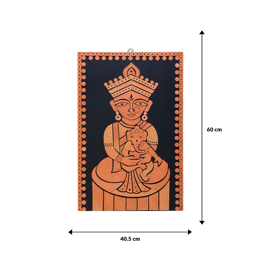 SOWPEACE Handcrafted Terracotta wallart ganesh janani “The Little Ganesha ” wall showpiece, premium artisan made wall home decor for living r