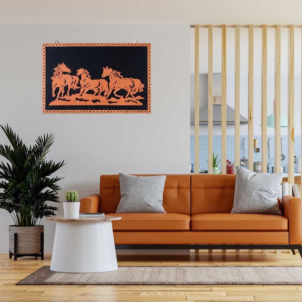 SOWPEACE Handcrafted Terracotta wallart running horse “Running ahead of time ” wall showpiece, premium artisan made wall home decor for living r