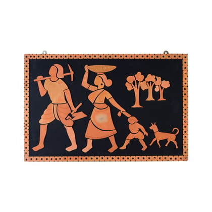 SOWPEACE Handcrafted Terracotta wallart tribal couple “The Homecoming” wall showpiece, premium artisan made wall home decor for living room, for gift