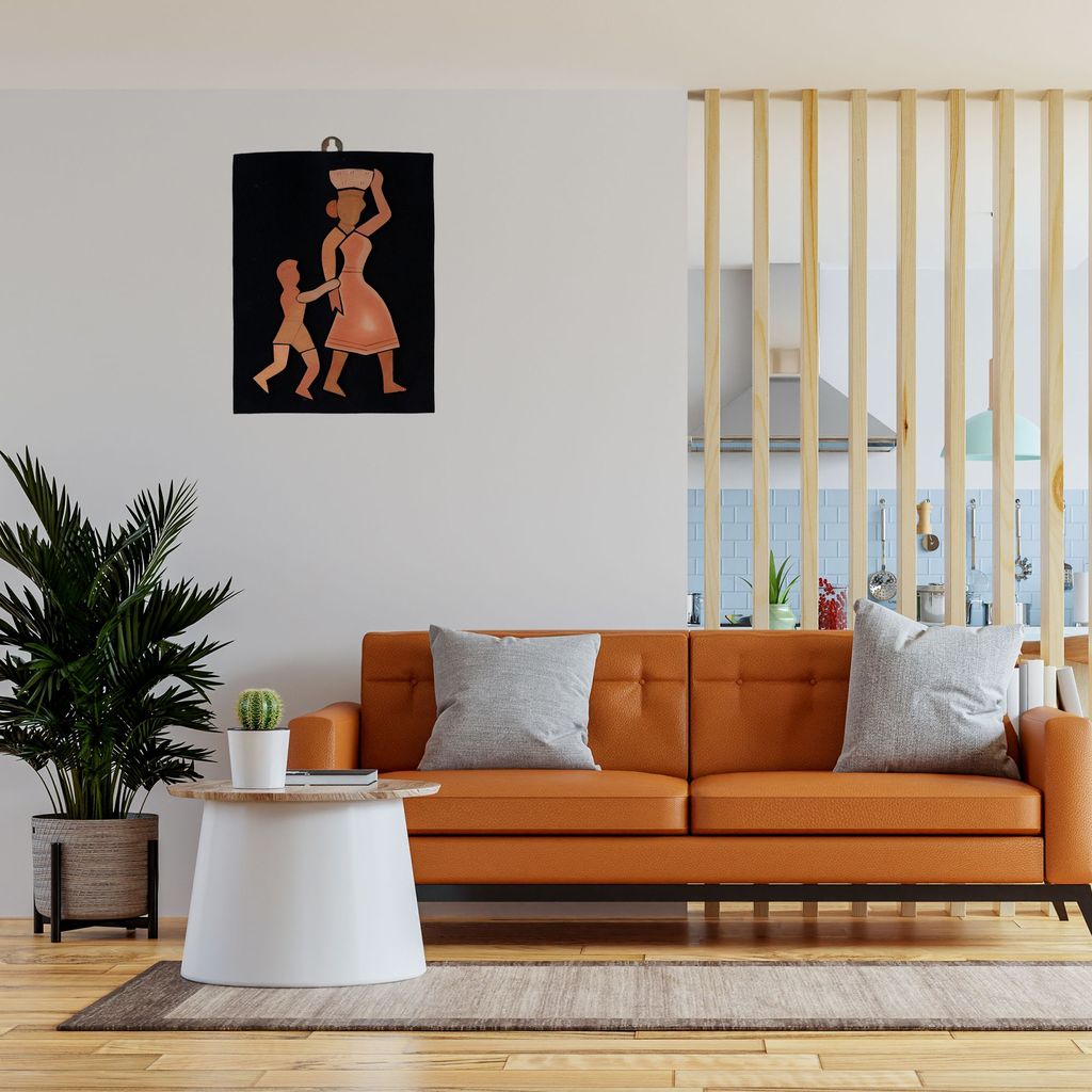 SOWPEACE Handcrafted Terracotta wallart mother son medium “Following the motherhood ” wall showpiece, premium artisan made wall home decor for living room, for gift