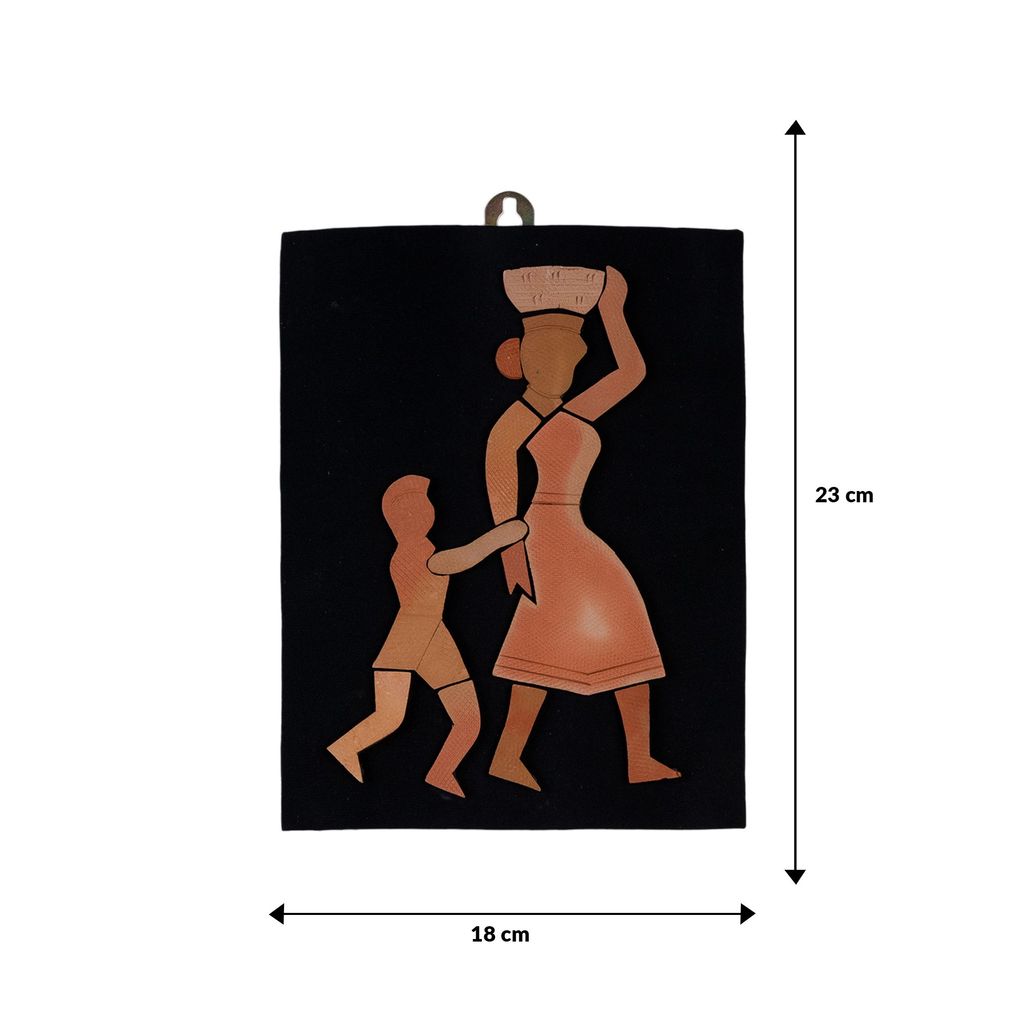 SOWPEACE Handcrafted Terracotta wallart mother son medium “Following the motherhood ” wall showpiece, premium artisan made wall home decor for living room, for gift
