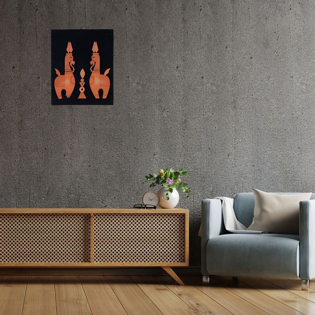 SOWPEACE Handcrafted Terracotta wallart horse “The Horses of Heaven” wall showpiece, premium artisan made wall home decor for living room, for gift