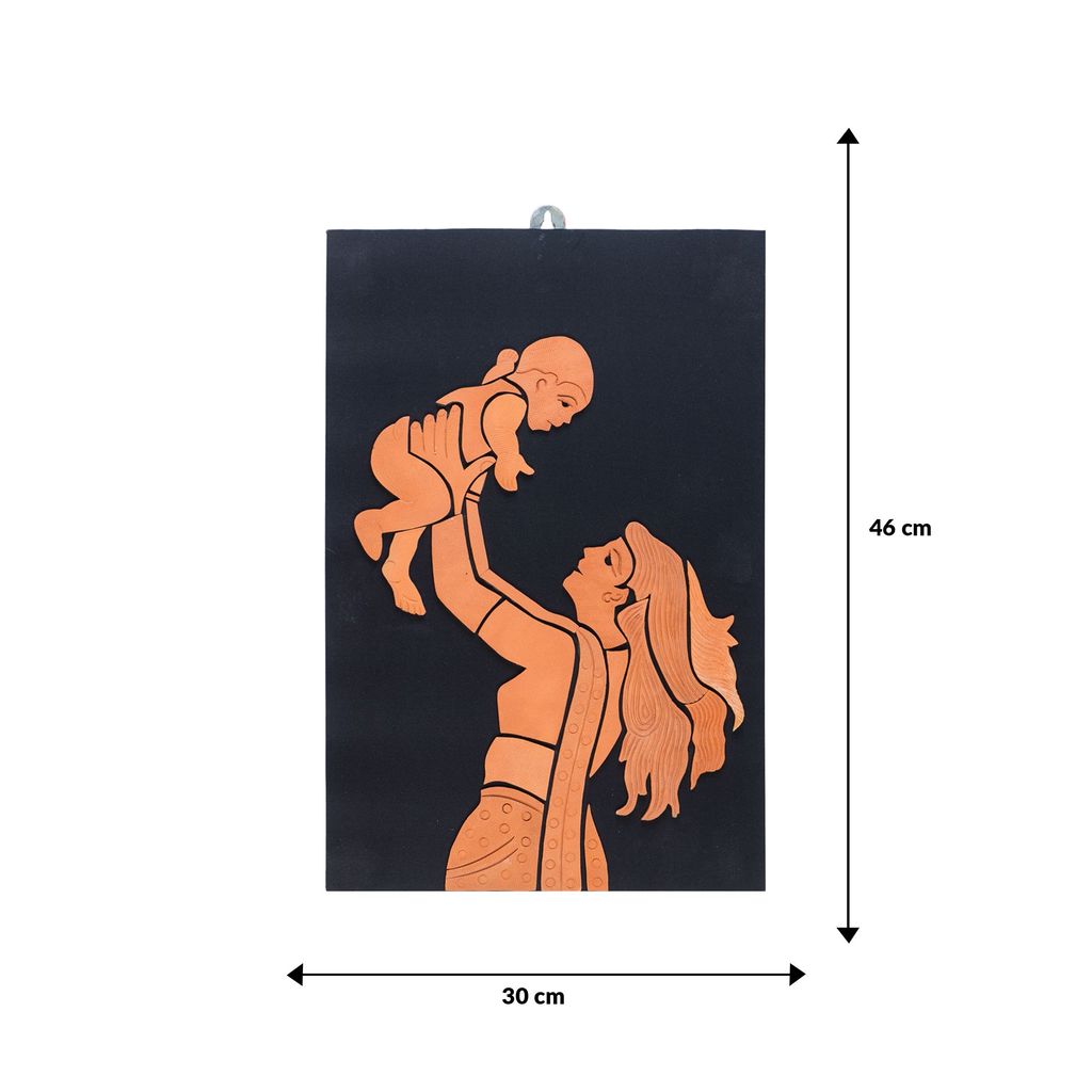 SOWPEACE Handcrafted Terracotta wallart mother son “Joy of motherhood ” wall showpiece, premium artisan made wall home decor for living room, for gift