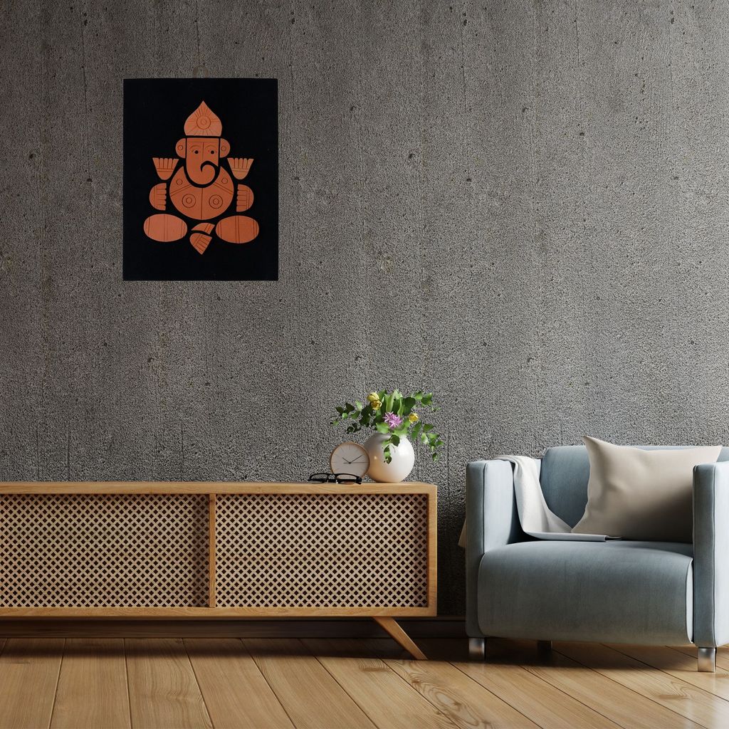 SOWPEACE Handcrafted Terracotta wallart ganesh “The wall of lord Ganesh! ” wall showpiece, premium artisan made wall home decor for living room, for gift