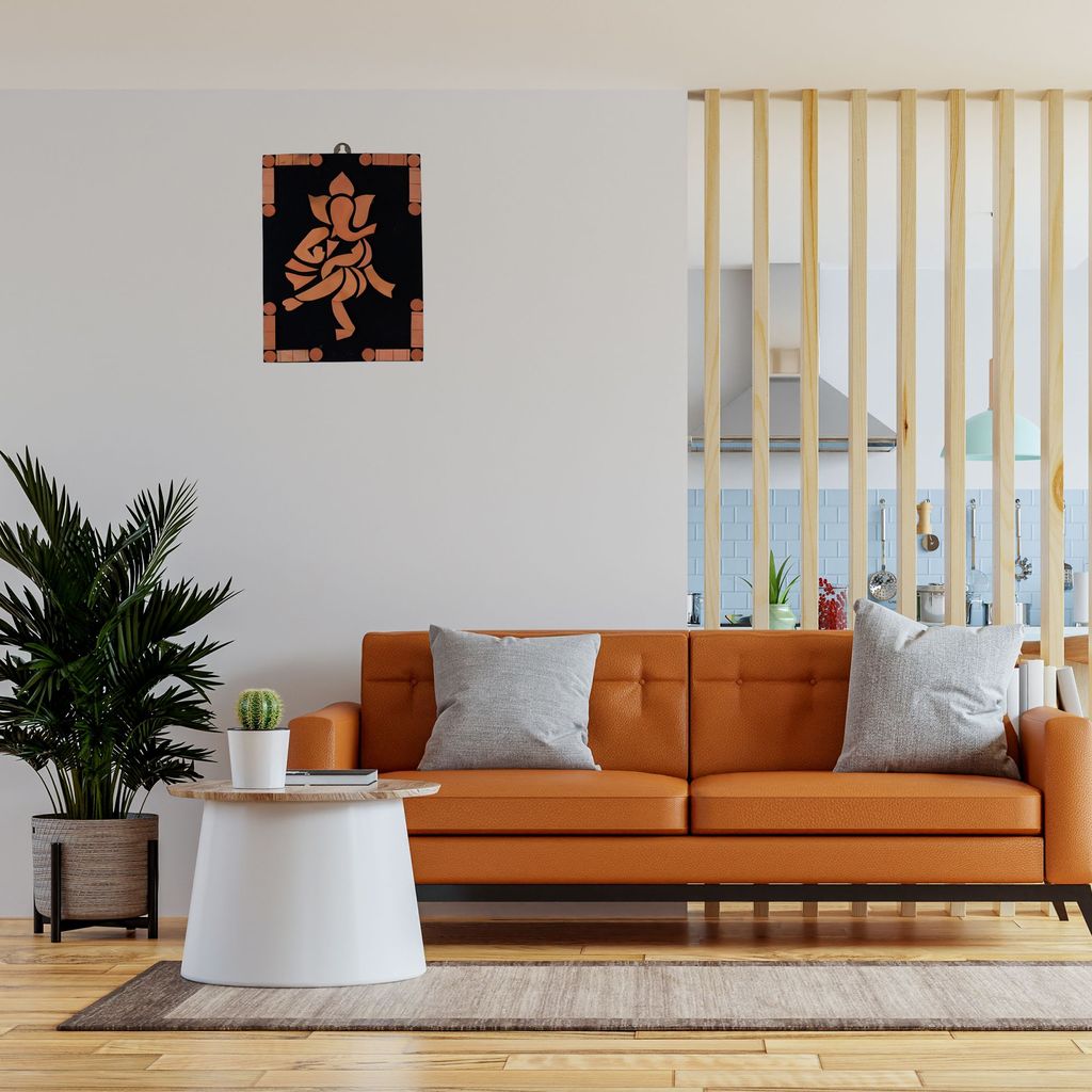 SOWPEACE Handcrafted Terracotta wallart dancing ganesh “The Guardian, Ganesh Ji ” wall showpiece, premium artisan made wall home decor for living room, for gift