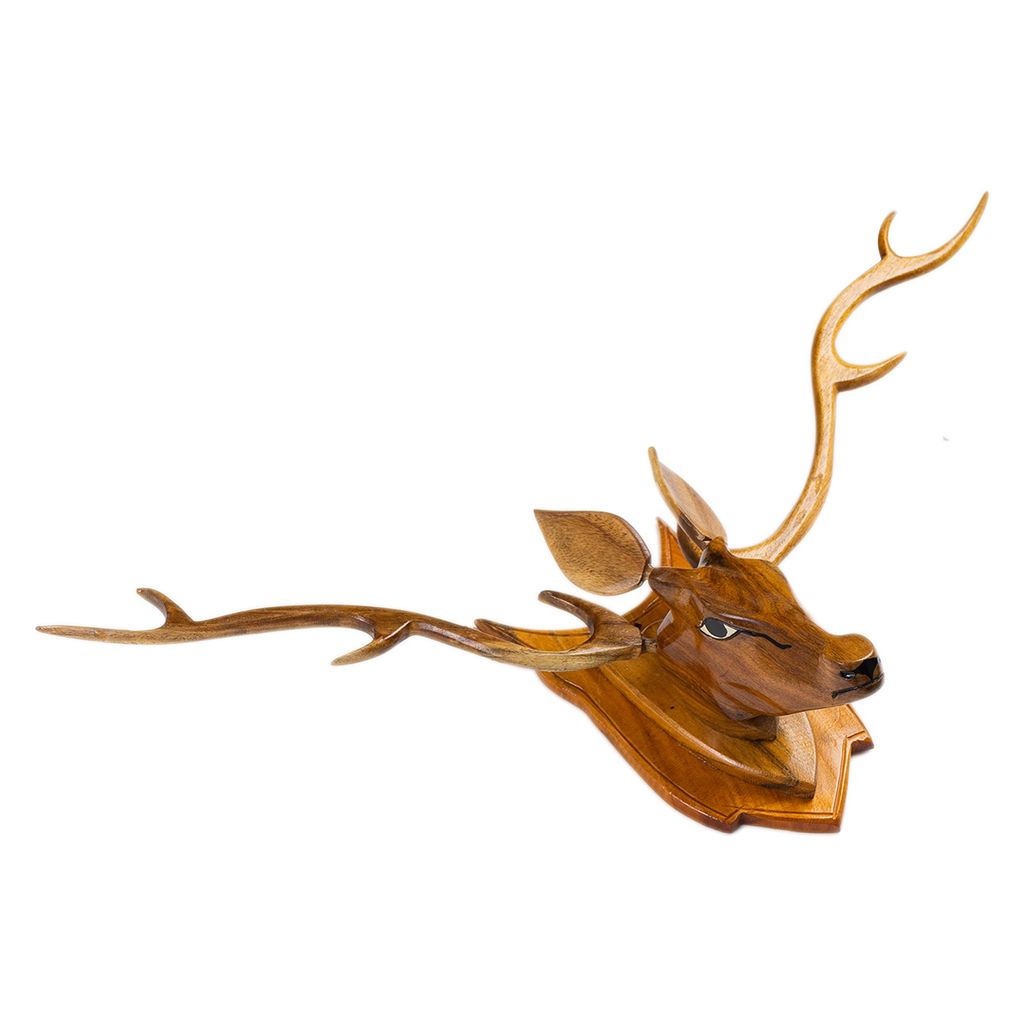 SOWPEACE Handcrafted Wooden Deer Head Medium “The wise head” showpiece, premium artisan made wall home decor for living r