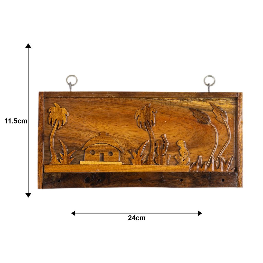 SOWPEACE Handcrafted Wooden Landscape Key Holder Scenery “The Keys to Peace” showpiece, Premium Artisan Made Wall Home Decor for Living R