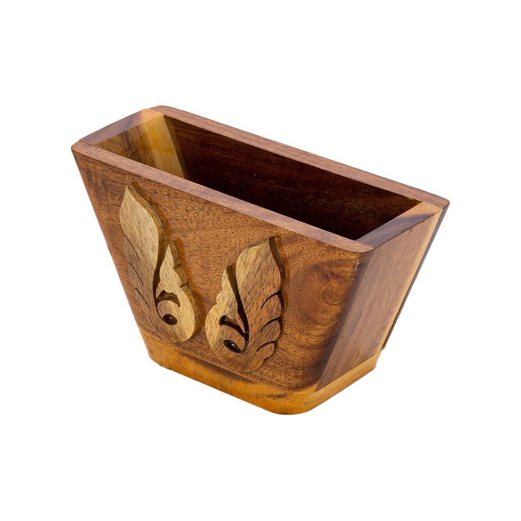 SOWPEACE Handcrafted Wooden Pen Stand Trapezium “Trapezium of greatness” showpiece, premium artisan made tabletop home decor for living r