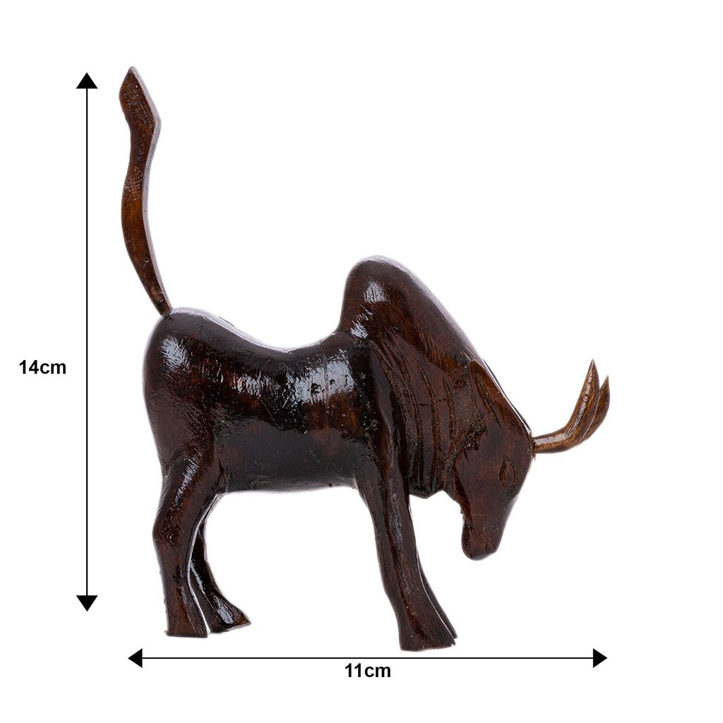 SOWPEACE Handcrafted Wooden Ox Small “Horns of Power” showpiece, Premium Artisan Made Tabletop Home Decor for Living