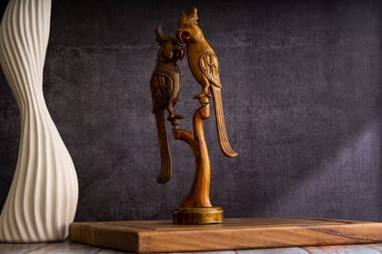 SOWPEACE Handcrafted Wooden Parrot Set “Made for Each Other” showpiece, Premium Artisan Made Tabletop Home Decor for Living R SOWPEACE Handcrafted Wooden Parrot Set “Made for Each Other” showpiece, Premium Artisan Made Tabletop Home Decor for Living R