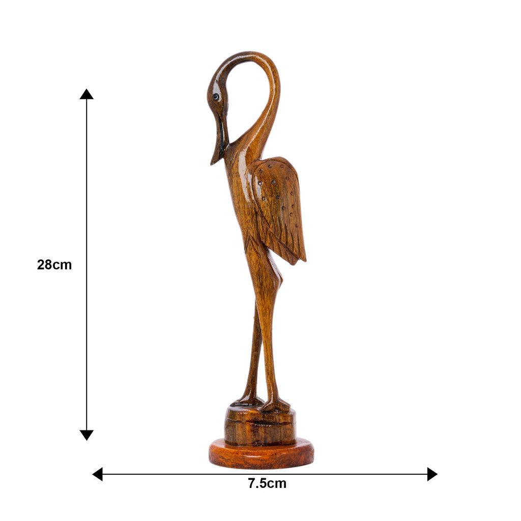 SOWPEACE Handcrafted Wooden Flamingo “Poise of Purity” showpiece, Premium Artisan Made wallhome Decor for Living R