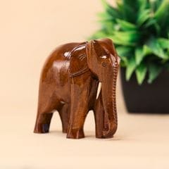 SOWPEACE Handcrafted Wooden Elephant Down Posture “Great Grand Calm Elephant” showpiece Premium Artisan Made Tabletop Home Decor for Living Room, for gifting.