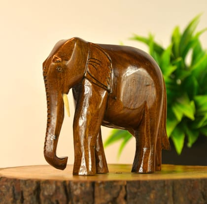 SOWPEACE Handcrafted Wooden Elephant Down Posture “Great Grand Calm Elephant” showpiece Premium Artisan Made Tabletop Home Decor for Living Room, for gifting.