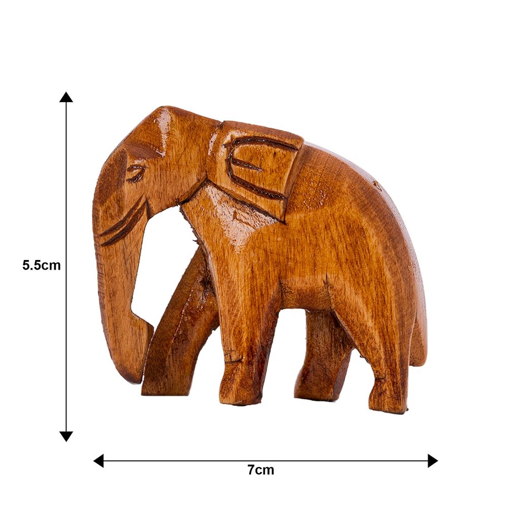 SOWPEACE Handcrafted Wooden Descending Elephant S3 “Rolling The Trump” showpiece, Set of 2 Premium Artisan Made Tabletop Home Decor for Living R
