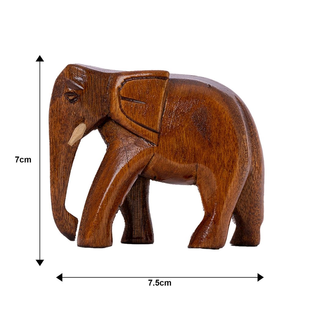 SOWPEACE Handcrafted Wooden Descending Elephant S3 “Rolling The Trump” showpiece, Set of 2 Premium Artisan Made Tabletop Home Decor for Living R