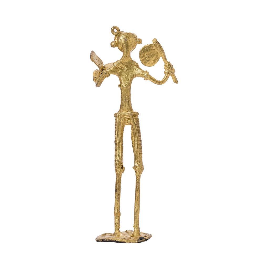 SOWPEACE Handcrafted dhokra Art Farmer Solo T2 “The Gold Harnesser” Brass showpiece, Premium Artisan Made Home Decor for Living R