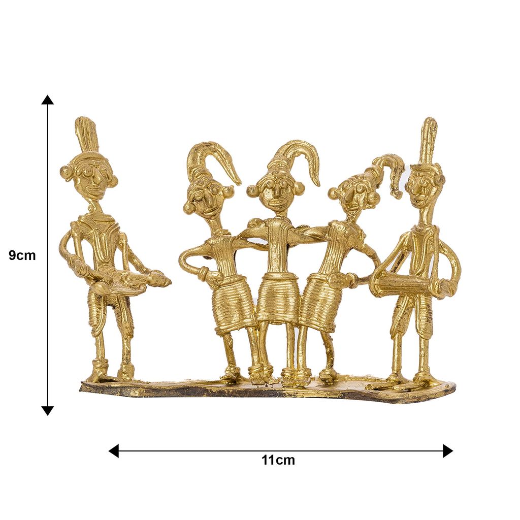 SOWPEACE Handcrafted dhokra Art Orchestra “Hymn of Happiness” Brass showpiece, Premium Artisan Made Tabletop Home Decor for Living R