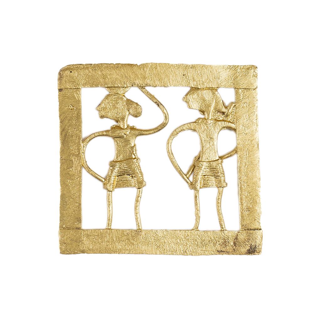 SOWPEACE Handcrafted dhokra Square plate tribal art “Wall of Squared Sanguine” brass showpiece, premium artisan made wall home decor for living room, for gif