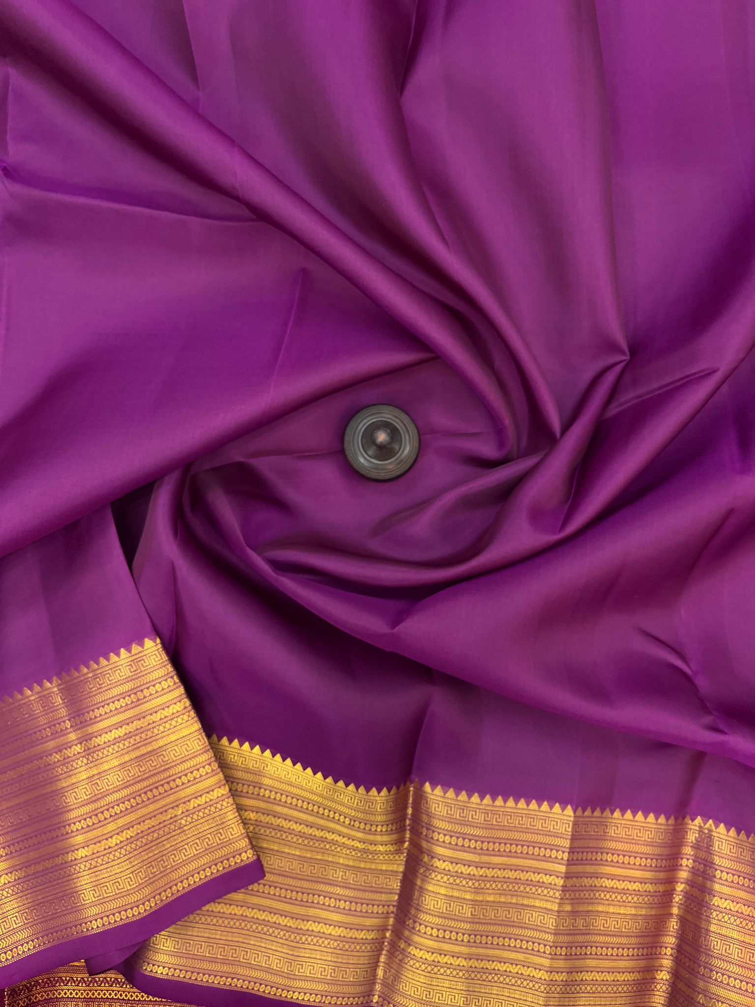 Purple Color Zari Border Plain Kanjivaram Pure Silk Saree