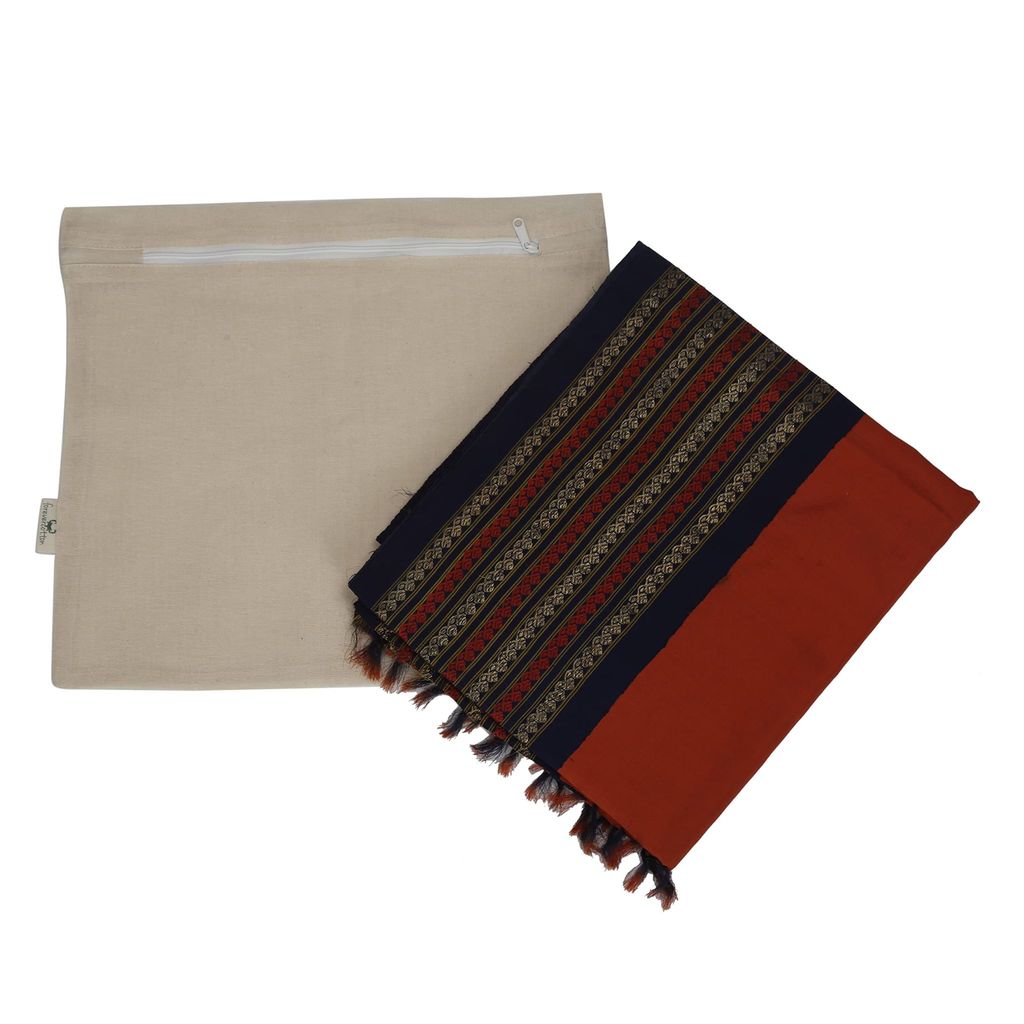 Forever Cotton Saree Covers with Zipper ( YKK make) for Travelling and Wardrobe Organizing ( Set of 5) 16 inch by 14 inch.