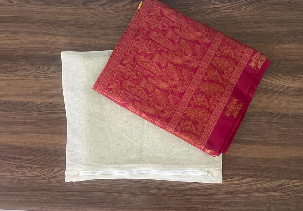 Forever Cotton Saree Covers with Zipper ( YKK make) for Travelling and Wardrobe Organizing ( Set of 5) 16 inch by 14 inch.