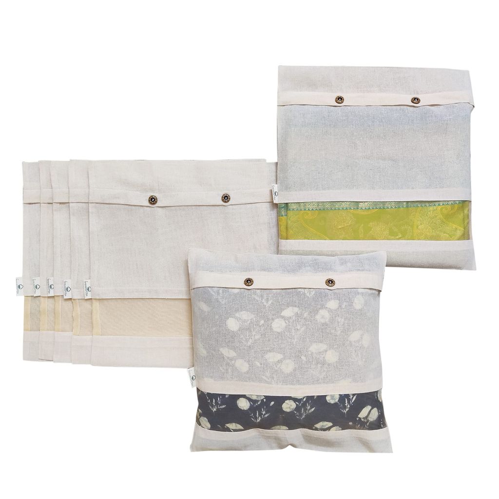 Forever Cotton Saree Covers with Visible NET Window and Button Flap (Set of 7) of Size 16inch * 14 inch.