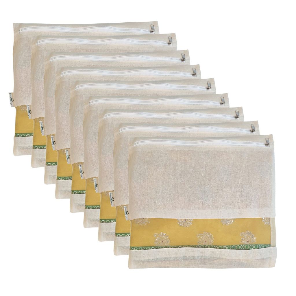 Forever Cotton Saree Covers with YKK Zipper and Net window for visibility size 15.5 in *14.50 inch (Set of 9)
