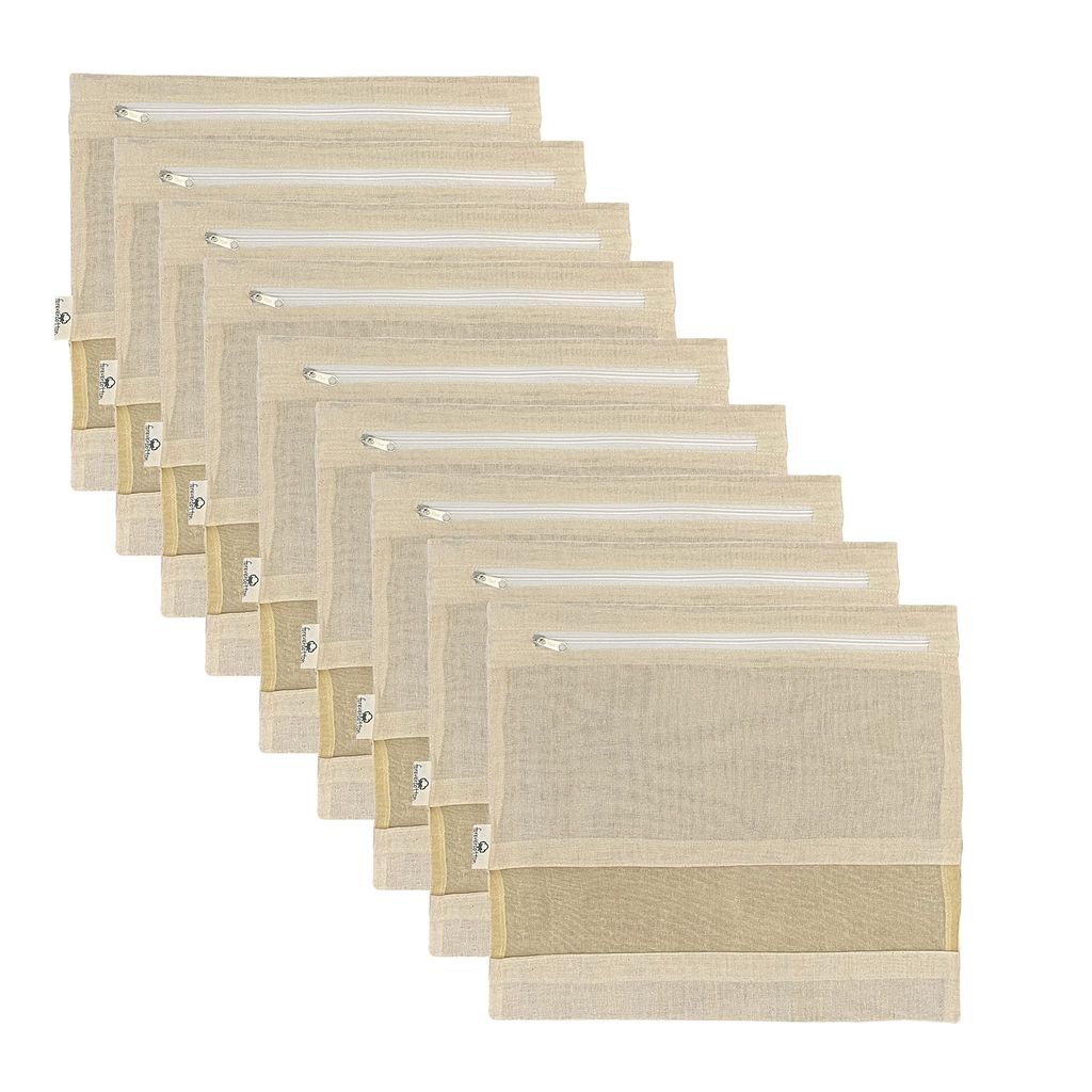 Forever Cotton Saree Covers with YKK Zipper and Net window for visibility size 15.5 in *14.50 inch (Set of 9)