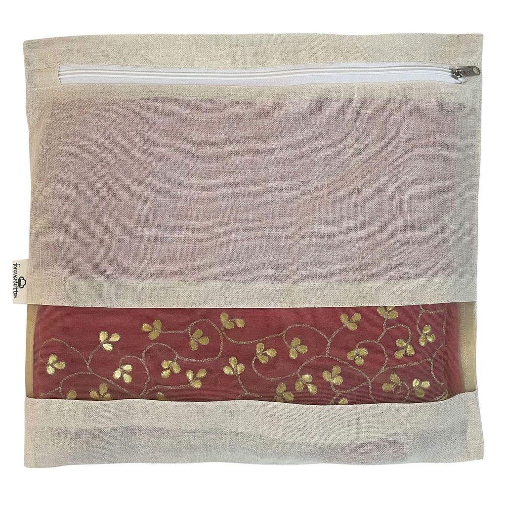 Forever Cotton Saree Covers with YKK Zipper and Net window for visibility size 15.5 in *14.50 inch (Set of 9)