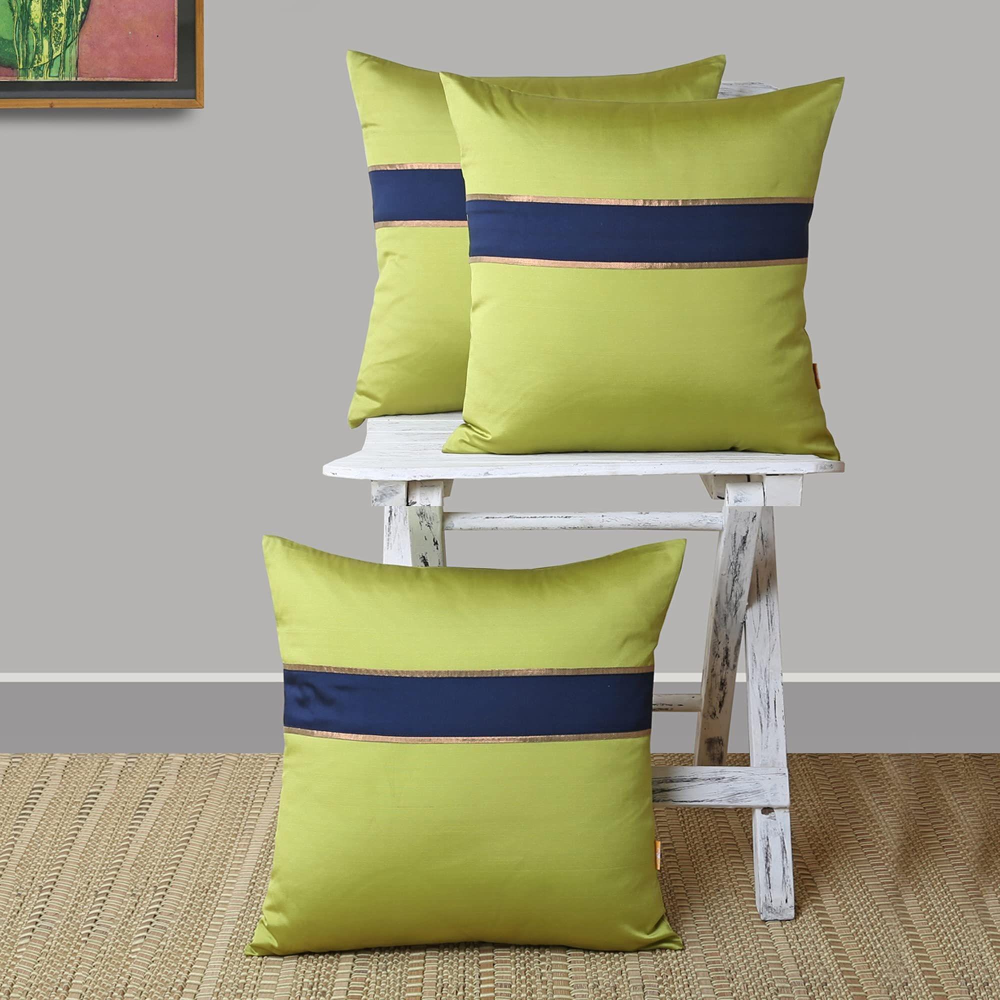 Set of 3 pcs Solid Fuschia Tuffeta cushion cover 16" X 16"