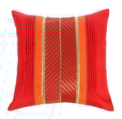 ANS Purple cushion cover with Golden Diagonal Stripped Brocade and Contrast Piping