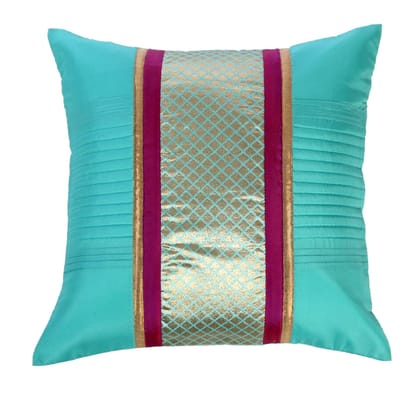 ANS Sea Green cushion cover with Shimmer Jacquard and Horizontal Pleats