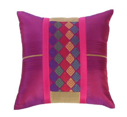 ANS Green cushion cover with 5 Colour Jacquard and Crinkled Shimmer Pannel