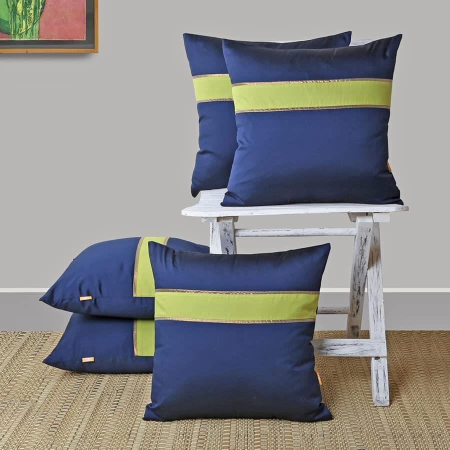 Set of 5 pcs Solid Navy Blue Tuffeta cushion cover 16" X 16"(PCC116NL_S5)