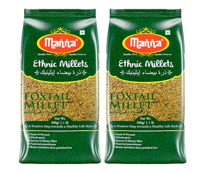 Manna Foxtail Millet (unpolished) 1Kg Natural Grains - (Kaon/Kang/Kangni/Kakum/Navani/korralu/Korra/Thinai) | Native Low GI Millet Rice | High Protein & 100% More Fibre than Rice