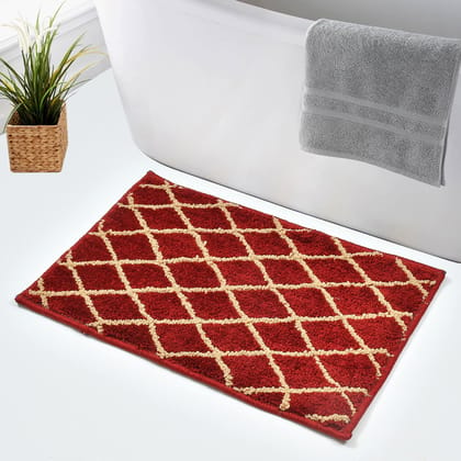HOMECROWN Anti Slip Microfiber Mat for Home, Office, Bathroom, Bed Room, Kitchen Floor, Water Absorbent Easy Dry Non-Slippery Floormat - 12 x 18, Red, 1 Piece